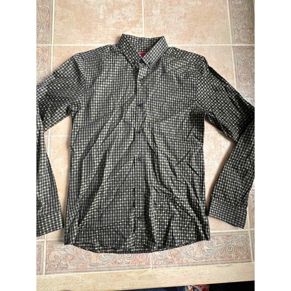 Hugo Boss worn once Slim gold -Black cotton button shirt long sleeve Men's- S